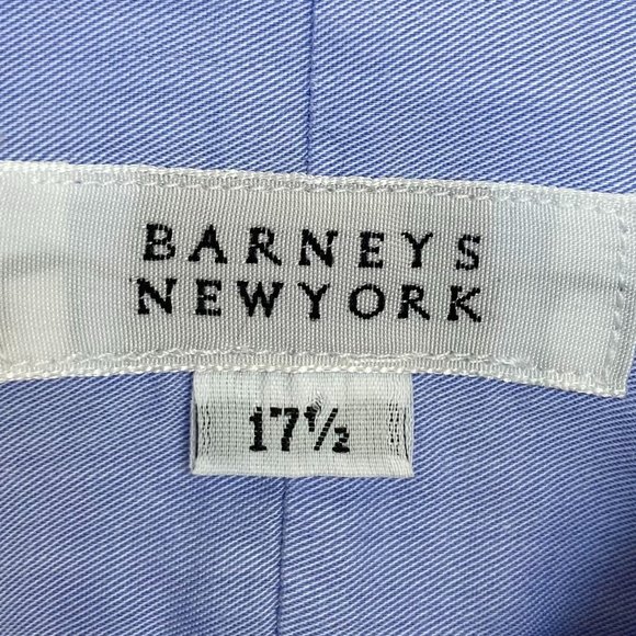 BARNEYS NEW YORK BLUE COTTON DRESS SHIRT 17.5 x 34 - Picture 6 of 7